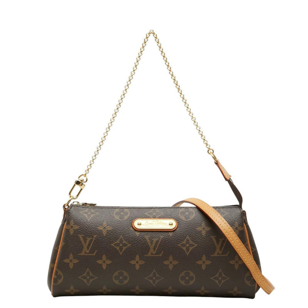 Louis Vuitton Monogram Eva Chain Leather 2Way Shoulder Bag Brown